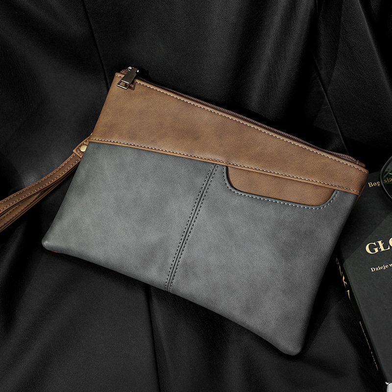 Muška clutch torba, urbani minimalistički stil, PU koža, vodootporna, s 1 klipsom za novac, poliester odere