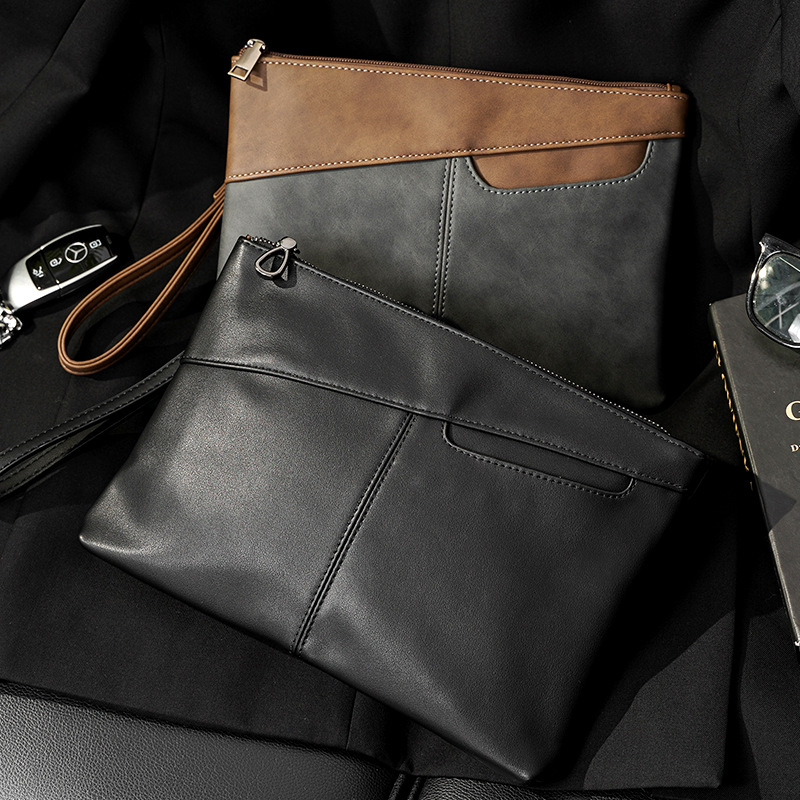 Muška clutch torba, urbani minimalistički stil, PU koža, vodootporna, s 1 klipsom za novac, poliester odere