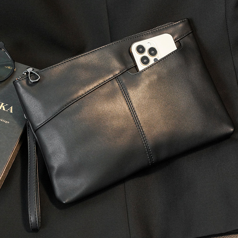Muška clutch torba, urbani minimalistički stil, PU koža, vodootporna, s 1 klipsom za novac, poliester odere