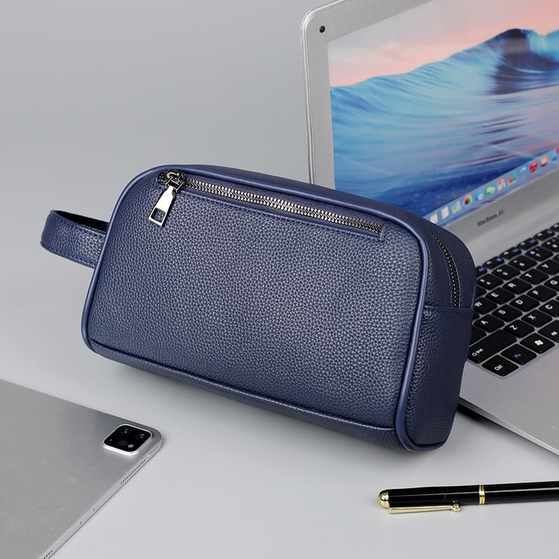 Muška poslovna clutch torba – mekana PU koža, velika zapremina, jednobojni uzorak, podstava od poliestera