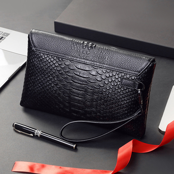 Muška clutch torba od prave kože | Urbani minimalistički stil; Jednobojni uzorak (Materijal: prave kože (prvi sloj); Podstava: poliester)