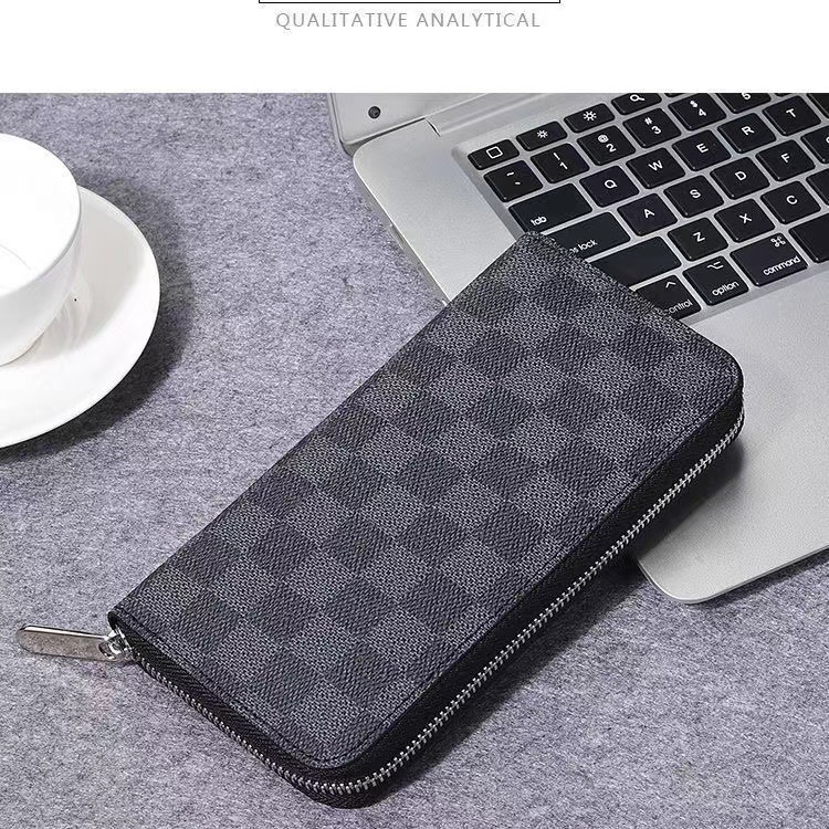 Hosszú láncos pénztárca, szintetikus bőr, betűminta, márka 1234, ultrakönnyű és kopásálló