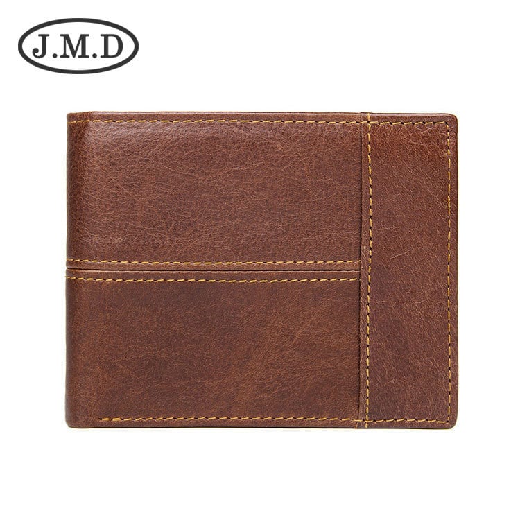 Πορτοφόλι από γνήσιο δέρμα, προστασία κατά κλοπής, αστικός μινιμαλιστικός σχεδιασμός, μονόχρωμο σχέδιο, επένδυση πολυεστερ-βαμβάκι