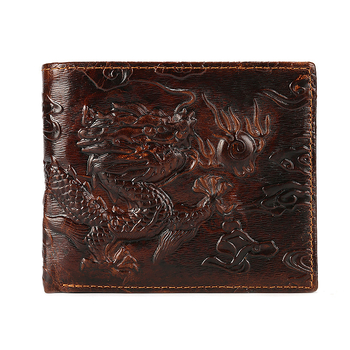 Muški bifold novčanik s reljefnim zmajevim uzorkom, koža najvišeg sloja, pravi kožni materijal, podstava od poliestera, model 3115
