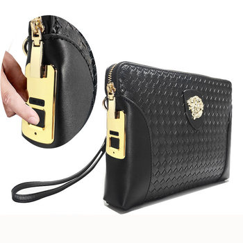 Pánska kožená kabelka s odtlačkom prsta, model Fingerprint Lock Clutch, proti krádeži, podšívka: polyester, sezóna: jar 2023 (Materiál: Pravá koža; Model: Fingerprint Lock Clutch; Funkcia: Proti krádeži; Podšívka: Polyester; Sezóna: Jar 2023)