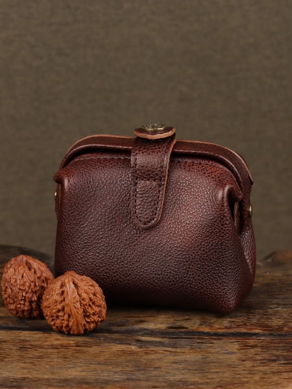 J6 Retro muški clutch od prve sloje teleće kože, podstava od kože i pretinac za kartice