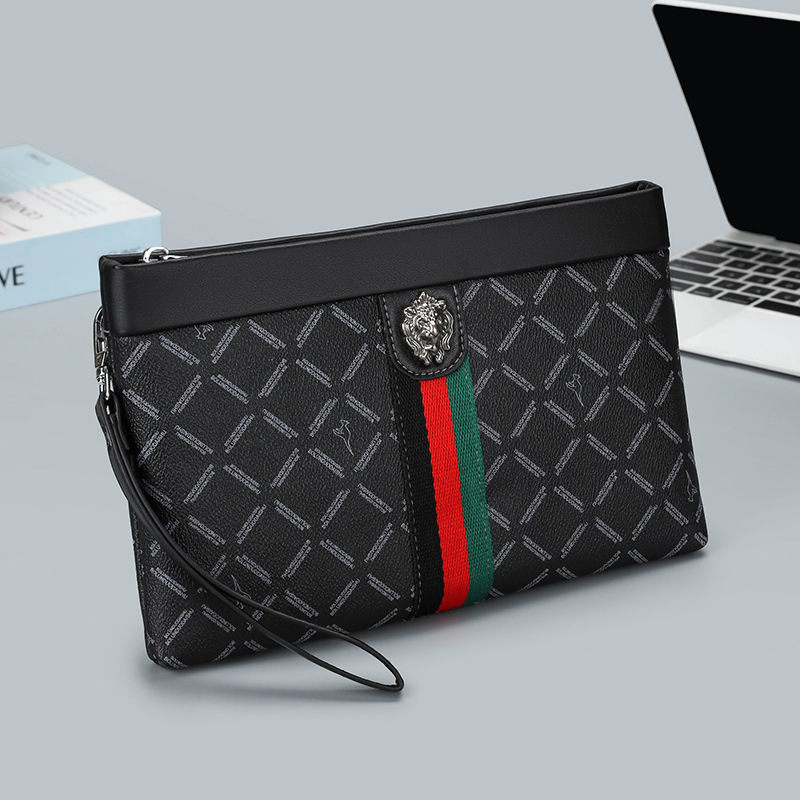 Muška clutch torba za poslovnu i dnevnu upotrebu, PU koža, stil poslovni elitni, vodootporna i izdržljiva, karirani uzorak, podstava od poliestera