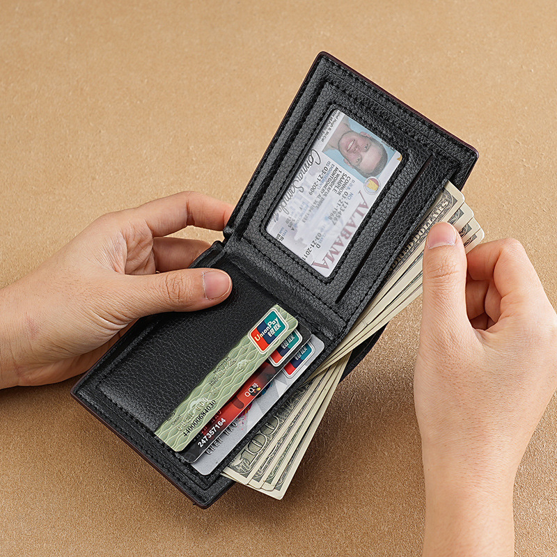 Ανδρικό πορτοφόλι με μοτίβο δέρματος κροκόδειλου, PU δέρμα, κοντό στυλ, επένδυση από συνθετικό δέρμα, Shenmeisi