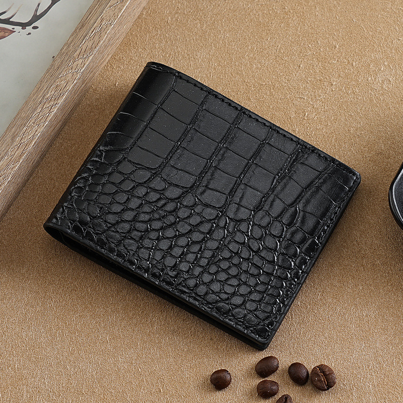 Ανδρικό πορτοφόλι με μοτίβο δέρματος κροκόδειλου, PU δέρμα, κοντό στυλ, επένδυση από συνθετικό δέρμα, Shenmeisi