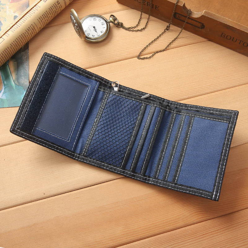 Ανδρικό πορτοφόλι από καμβά με Tri-fold σχεδίαση και Velcro κλείσιμο — κλιπ για τραπεζογραμμάτια, θήκες καρτών, θήκη με φερμουάρ | Jamie Road 1005