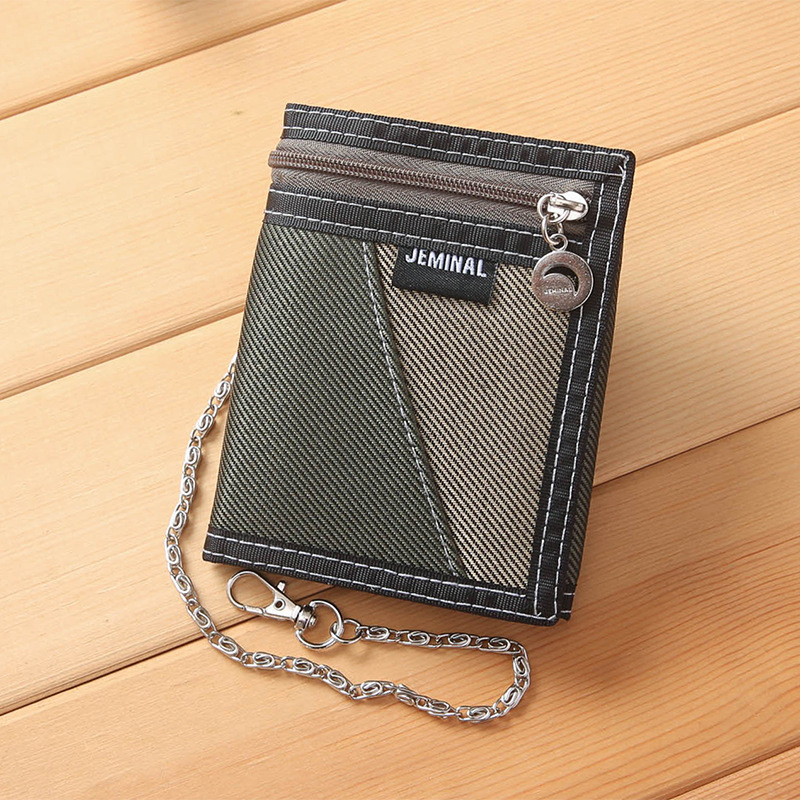 Ανδρικό πορτοφόλι από καμβά με Tri-fold σχεδίαση και Velcro κλείσιμο — κλιπ για τραπεζογραμμάτια, θήκες καρτών, θήκη με φερμουάρ | Jamie Road 1005