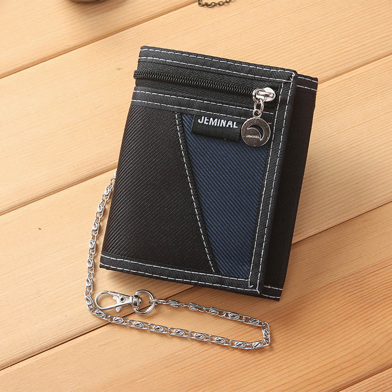 Ανδρικό πορτοφόλι από καμβά με Tri-fold σχεδίαση και Velcro κλείσιμο — κλιπ για τραπεζογραμμάτια, θήκες καρτών, θήκη με φερμουάρ | Jamie Road 1005