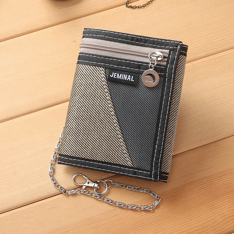 Ανδρικό πορτοφόλι από καμβά με Tri-fold σχεδίαση και Velcro κλείσιμο — κλιπ για τραπεζογραμμάτια, θήκες καρτών, θήκη με φερμουάρ | Jamie Road 1005