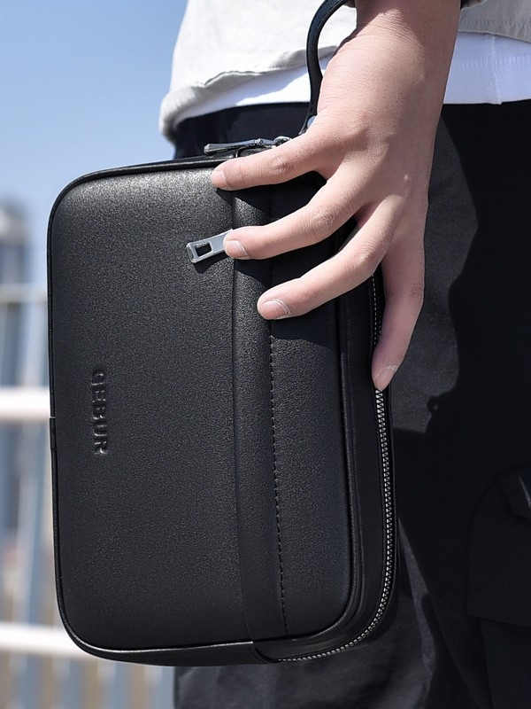 Muška clutch torba za poslovnu upotrebu, PU koža, lagana konstrukcija, crossbody remen, poliester podstava, uzorak homogeni
