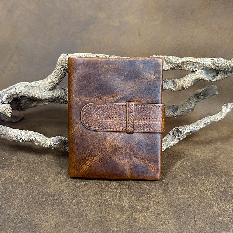 Kožená peňaženka LD225 – vrchná vrstva hovädzej kože, ultra ľahká, jednofarebná, krátka peňaženka, podšívka polyesterom