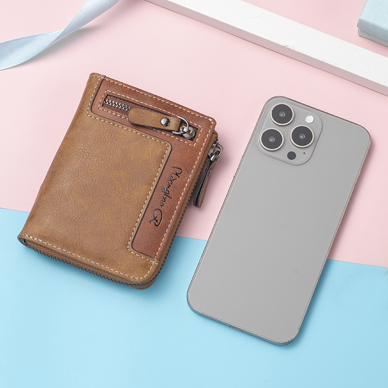 Muški novčanik sa zipom, kvadratnog oblika, CarrKen, PU materijal, geometrijski uzorak, podstava od poliester, za svakodnevnu uporabu