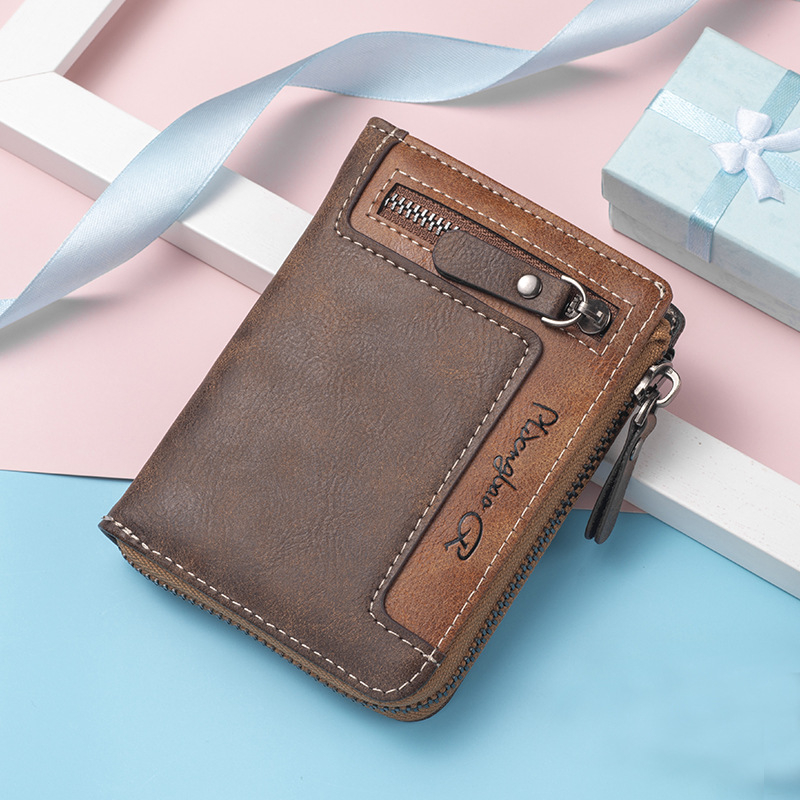 Muški novčanik sa zipom, kvadratnog oblika, CarrKen, PU materijal, geometrijski uzorak, podstava od poliester, za svakodnevnu uporabu