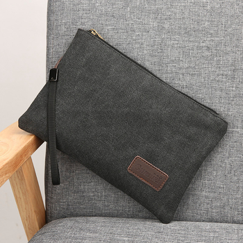 Muška platnena clutch torbica, otporna na habanje, podstava od poliester-pamuk, brenda Ancient Wood, jednobojni uzorak, za svakodnevnu upotrebu