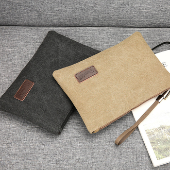 Muška platnena clutch torbica, otporna na habanje, podstava od poliester-pamuk, brenda Ancient Wood, jednobojni uzorak, za svakodnevnu upotrebu