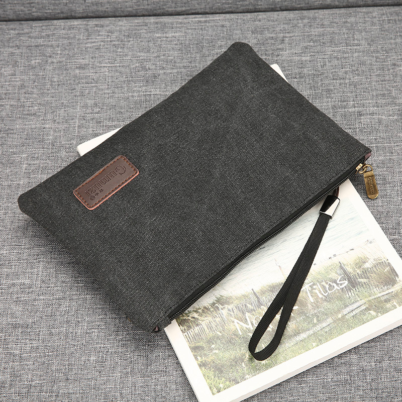 Muška platnena clutch torbica, otporna na habanje, podstava od poliester-pamuk, brenda Ancient Wood, jednobojni uzorak, za svakodnevnu upotrebu
