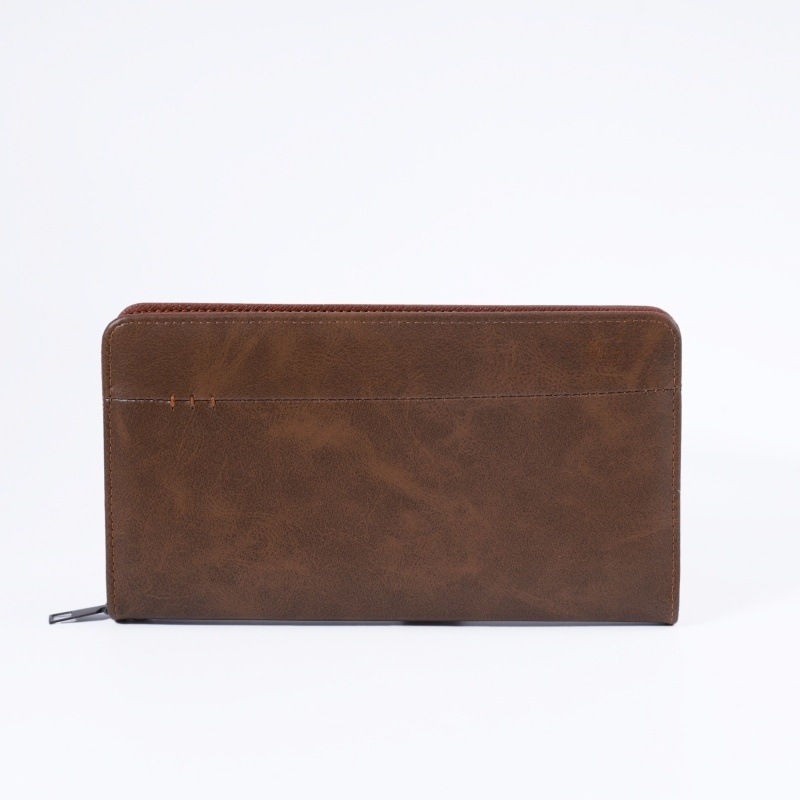 Pánska dlhá peňaženka s uzáverom na zips z PU kože, viaceré sloty na karty, vrecko na telefón, polyesterová podšívka