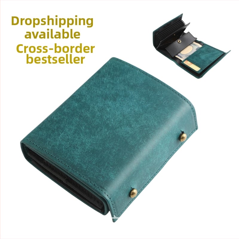 Ανδρικό πορτοφόλι σε κουτιώδη γραμμή, κοντό από γνήσιο δέρμα (πρώτος στρώμα βοδινού δέρματος) | Διαπνέον, Αδιάβροχο, Πολύ ελαφρύ, Με επεκτειόμενη χωρητικότητα, Εσωτερική επένδυση πολυεστέρα