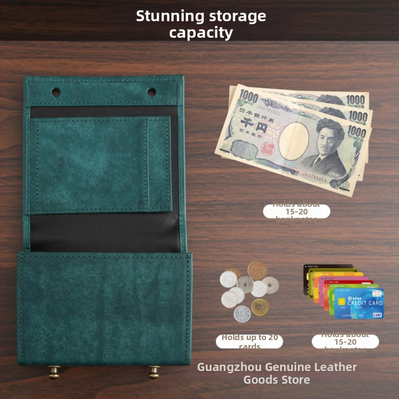 Ανδρικό πορτοφόλι σε κουτιώδη γραμμή, κοντό από γνήσιο δέρμα (πρώτος στρώμα βοδινού δέρματος) | Διαπνέον, Αδιάβροχο, Πολύ ελαφρύ, Με επεκτειόμενη χωρητικότητα, Εσωτερική επένδυση πολυεστέρα