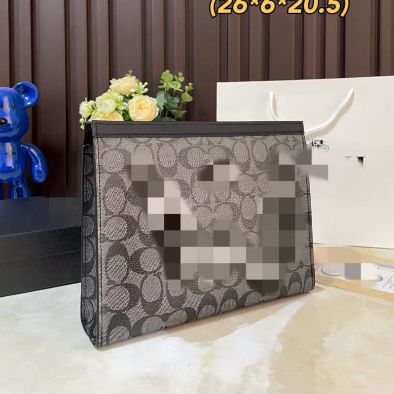 Muška kožna clutch torba za poslovni stil – vodootporna, jednobojni dizajn, podstava od platna, proljeće 2025