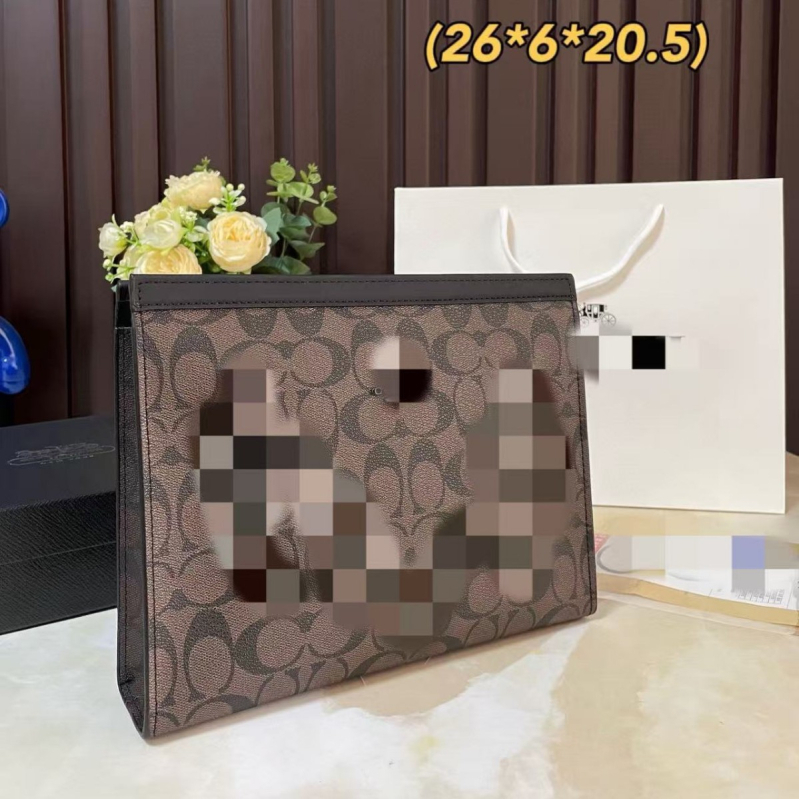 Muška kožna clutch torba za poslovni stil – vodootporna, jednobojni dizajn, podstava od platna, proljeće 2025