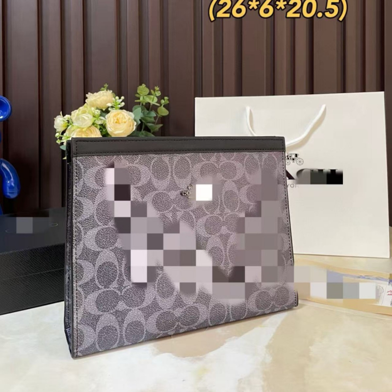 Muška kožna clutch torba za poslovni stil – vodootporna, jednobojni dizajn, podstava od platna, proljeće 2025