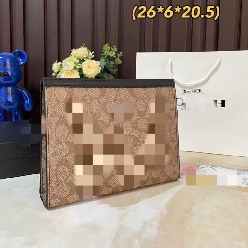 Muška kožna clutch torba za poslovni stil – vodootporna, jednobojni dizajn, podstava od platna, proljeće 2025