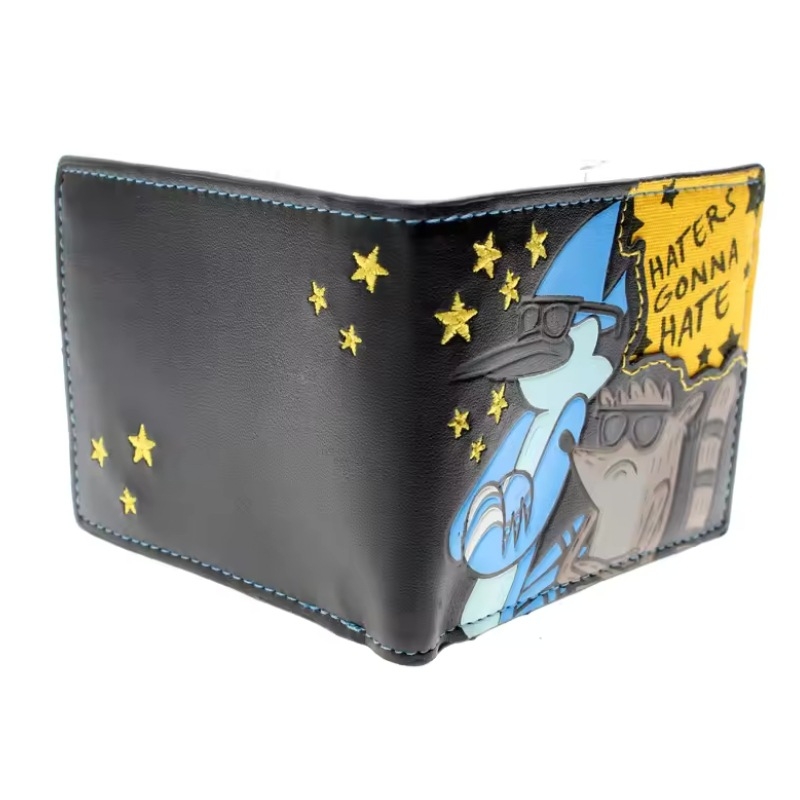 Muški novčanik, kratki bi-fold, PU materijal, anime print, RFID zaštita, street fashion stil