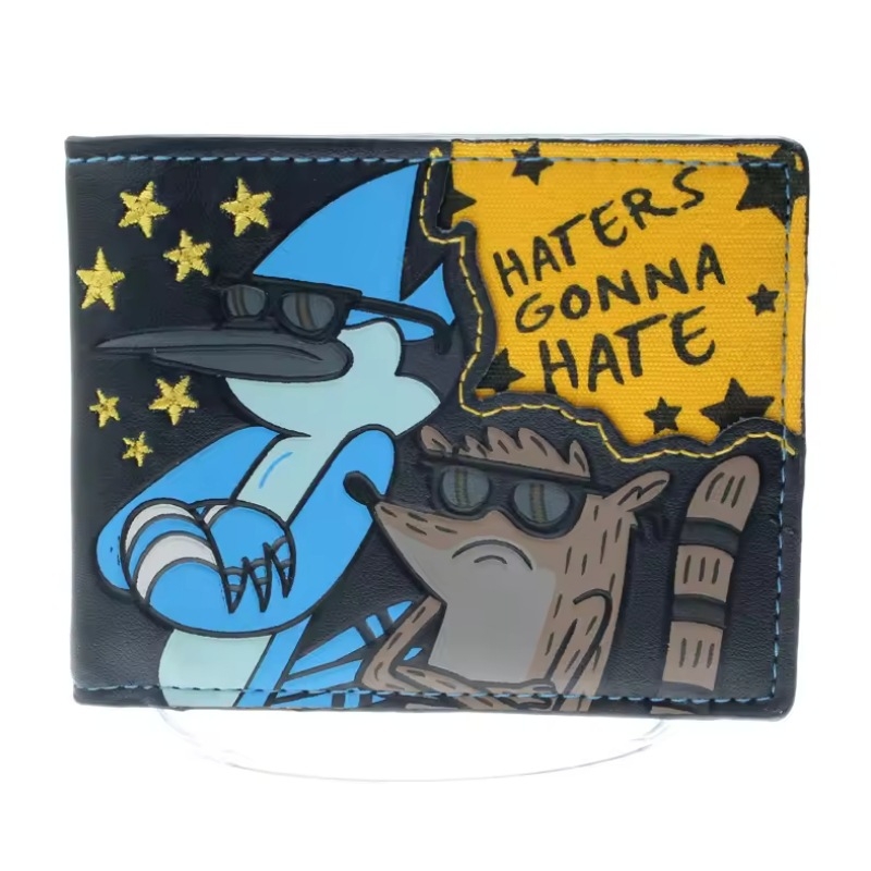 Muški novčanik, kratki bi-fold, PU materijal, anime print, RFID zaštita, street fashion stil