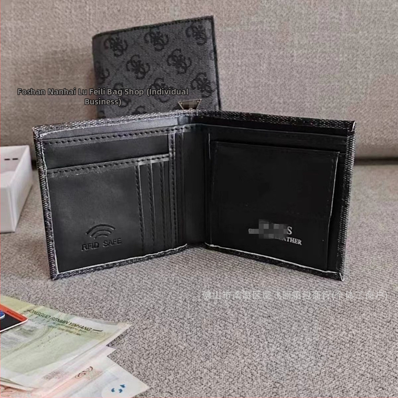 Pánska PU peňaženka, 1 sklad, horizontálny dizajn, vzor písmen, PU podšívka, jar 2024