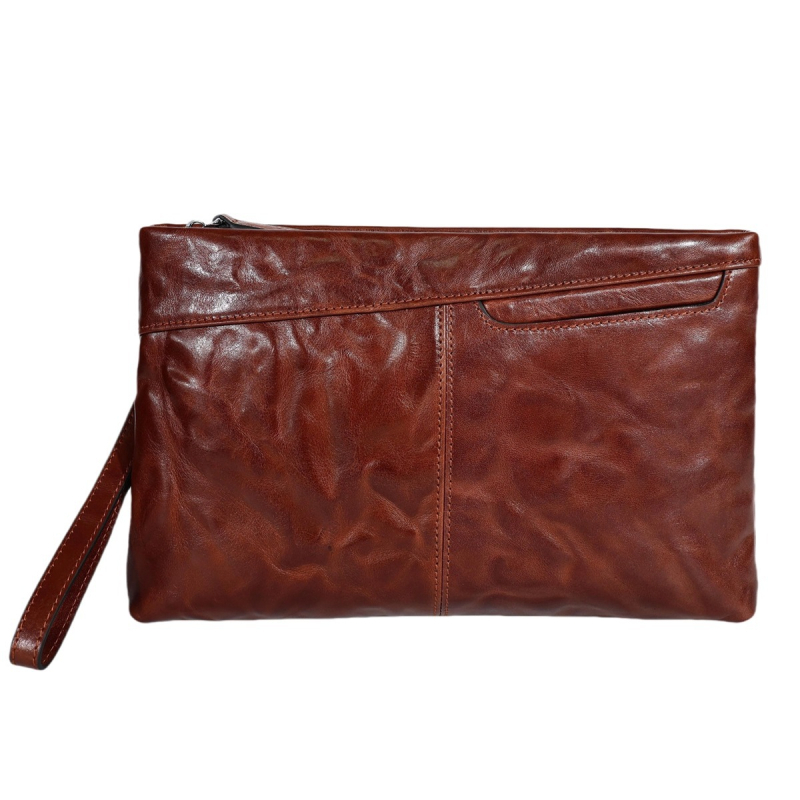 Muški clutch - Prava koža, Gornji sloj teleće kože, Dizajn s ručkom, Vodootporan, Podstava od poliestera