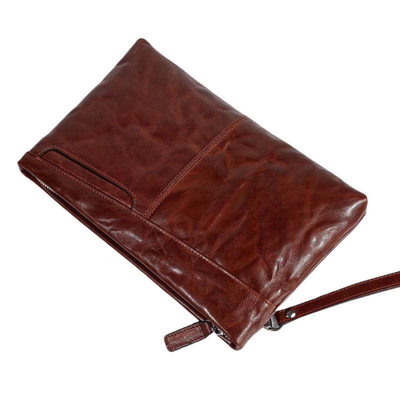 Muški clutch - Prava koža, Gornji sloj teleće kože, Dizajn s ručkom, Vodootporan, Podstava od poliestera
