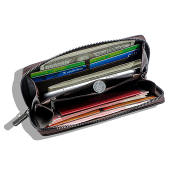 Мъжки дълъг портфейл с цип, PU кожа, бизнес стил, защита срещу кражба, лек и разширяем