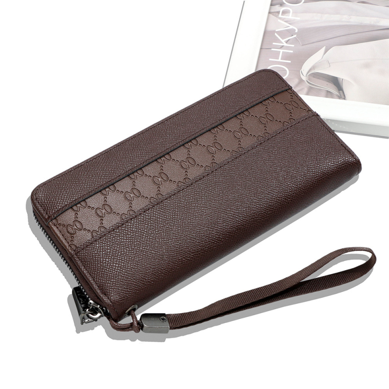 Мъжки дълъг портфейл с цип, PU кожа, бизнес стил, защита срещу кражба, лек и разширяем