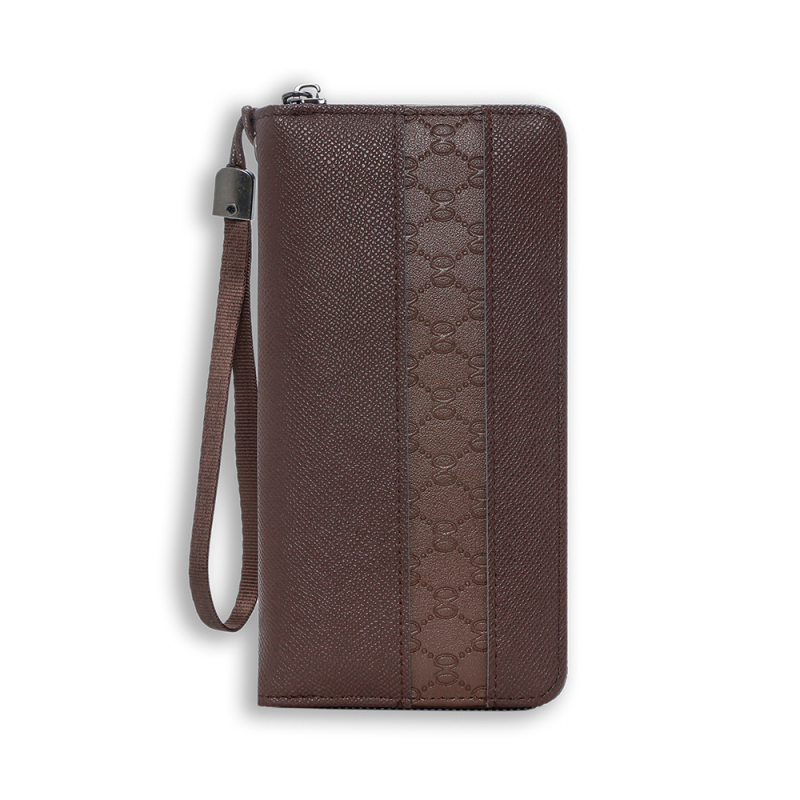 Мъжки дълъг портфейл с цип, PU кожа, бизнес стил, защита срещу кражба, лек и разширяем