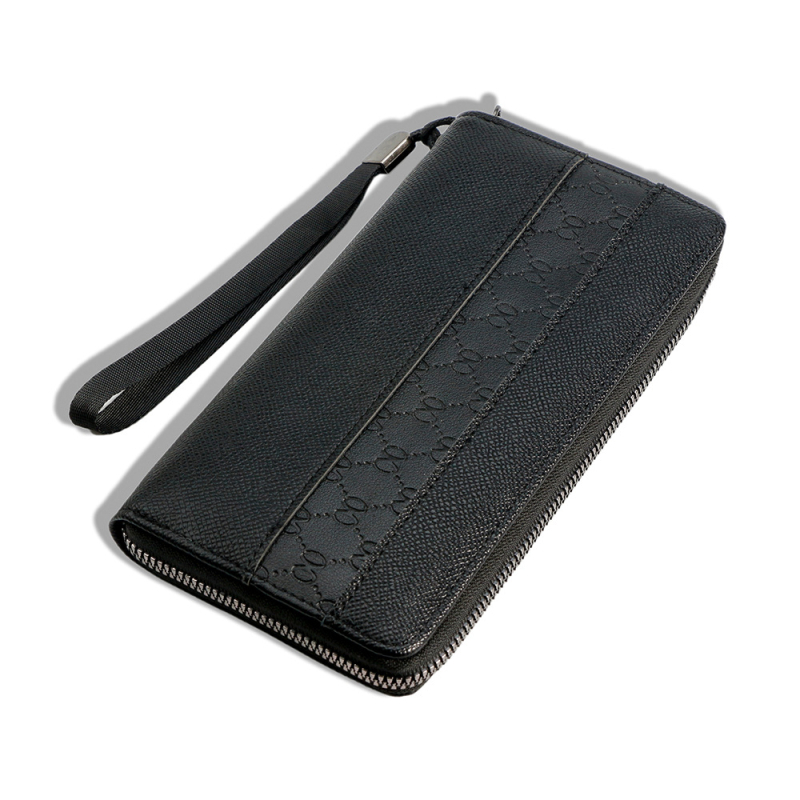 Мъжки дълъг портфейл с цип, PU кожа, бизнес стил, защита срещу кражба, лек и разширяем