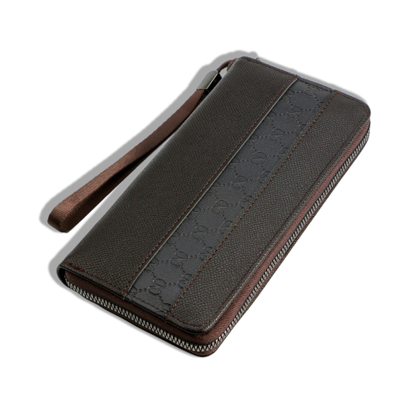 Мъжки дълъг портфейл с цип, PU кожа, бизнес стил, защита срещу кражба, лек и разширяем