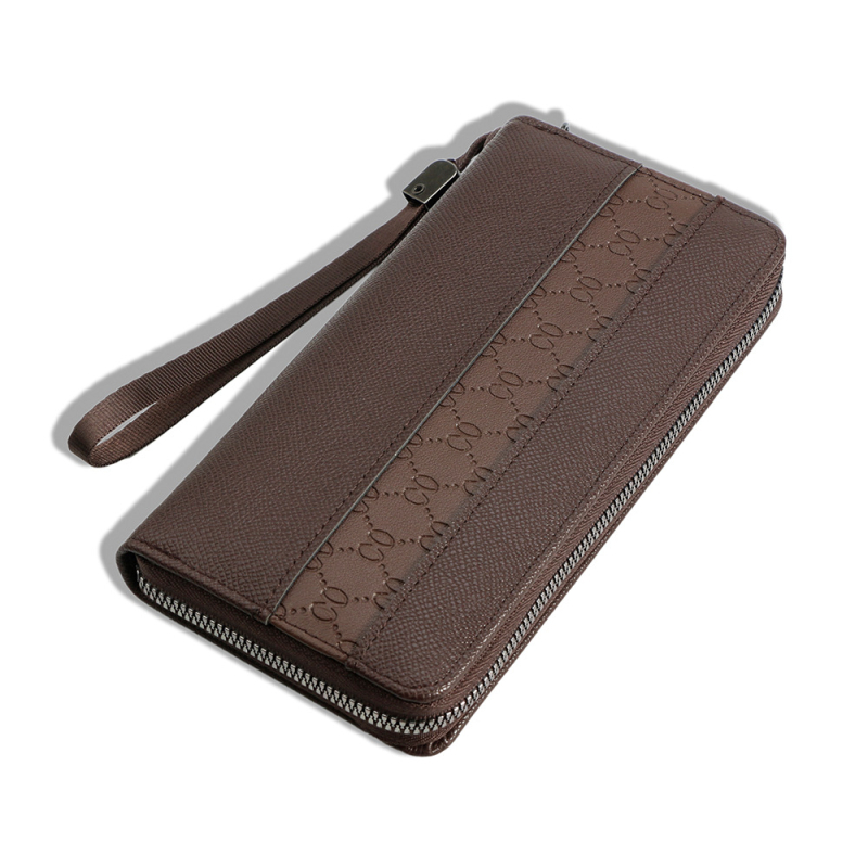 Мъжки дълъг портфейл с цип, PU кожа, бизнес стил, защита срещу кражба, лек и разширяем