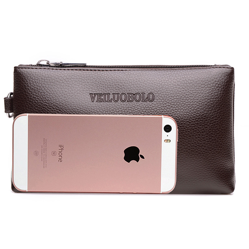 Muški PU kožni clutch – vodootporan, višenamjenski novčanik za telefon, poliester podstava, licencirana privatna etiketa, za poslovna putovanja