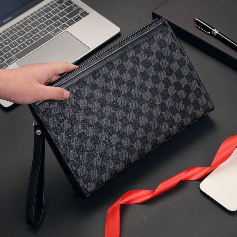 Muška clutch torba, velika zapremina, poslovnog stila, materijal poliester-pamučna smjesa, PVC podstava, marka Unique, namijenjena kućnom skladištenju
