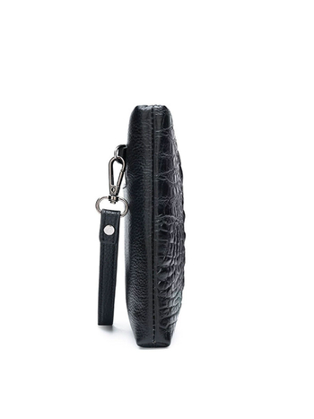 Muška clutch torba, prava koža, uzorak krokodila, zaštita od krađe i vodootporna, podstava od poliestera, za poslovna putovanja
