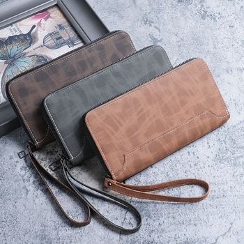 Ανδρικό μακρύ πορτοφόλι με φερμουάρ – Πολυεστέρας, επένδυση PU, Μεγάλη χωρητικότητα, Πολλαπλές θήκες για κάρτες