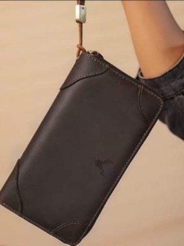 Muška kožna clutch torba | vodootporna, jednobojna, podstava: poliester, za ID/kartice (Materijal: prirodna koža; Funkcija: vodootporna; Dizajn: jednobojan; Podstava: poliester; Kategorija: muška clutch torba)