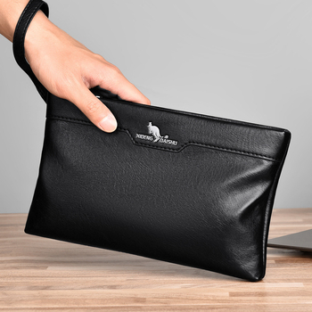 Muški PU kožni clutch – Nine Thousand Cats, olakšanje nošenja, jednobojni uzorak, podstava od poliestera