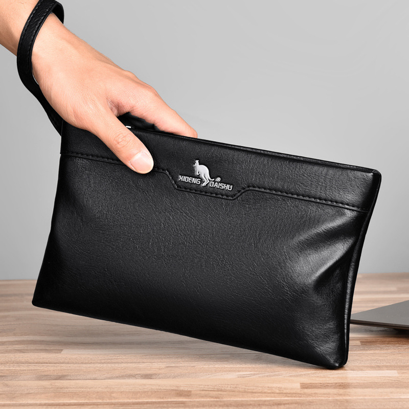Muški PU kožni clutch – Nine Thousand Cats, olakšanje nošenja, jednobojni uzorak, podstava od poliestera