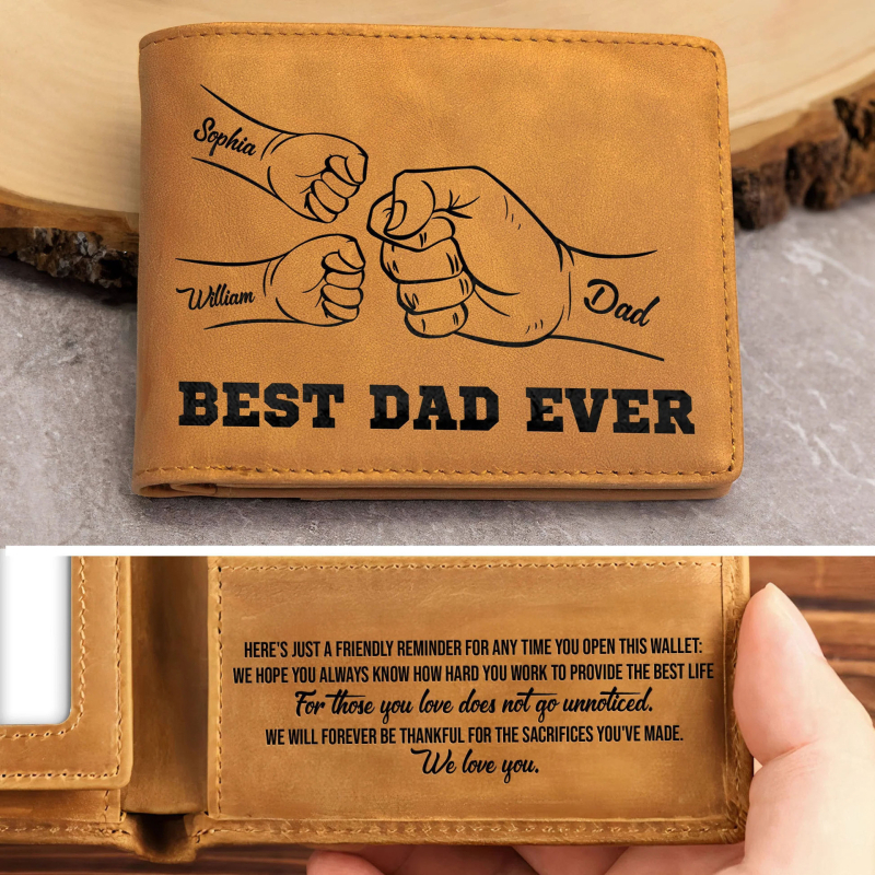 DIY gravirani muški novčanik — tanak PU kožni novčanik za kartice, personalizirani dar Dan oca